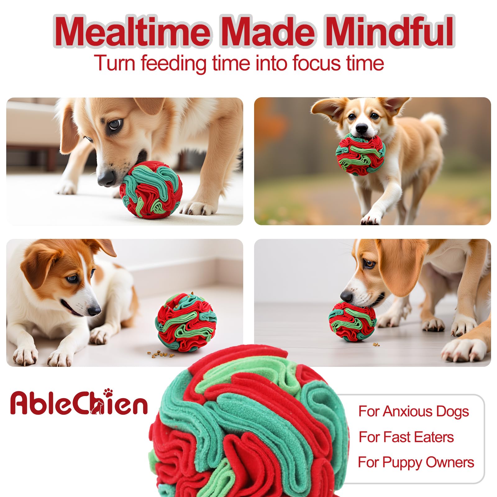 Ablechien Snuffle Ball for Dogs Interactive Dogs Toys to Keep Ball