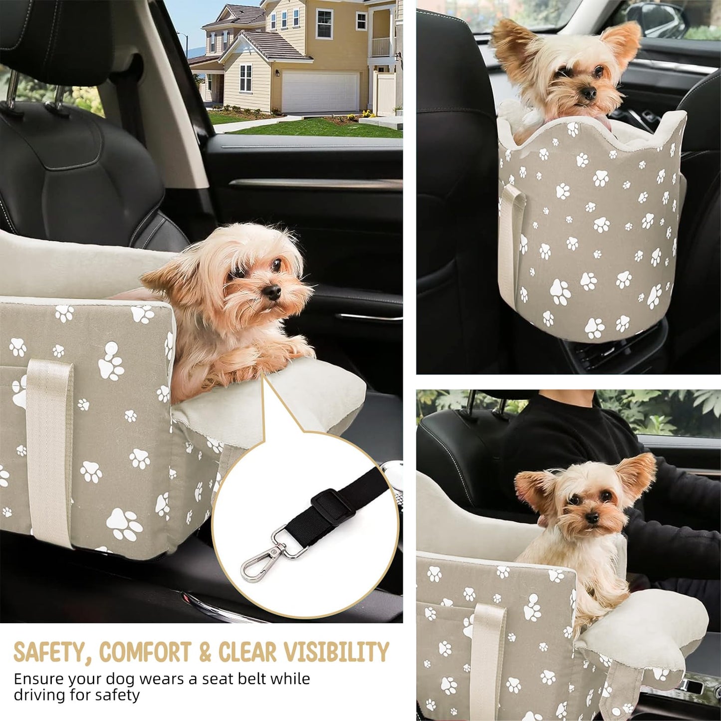 Cullaby Dog Car Seat for Small Dogs (Under Center Console Pet Carrier