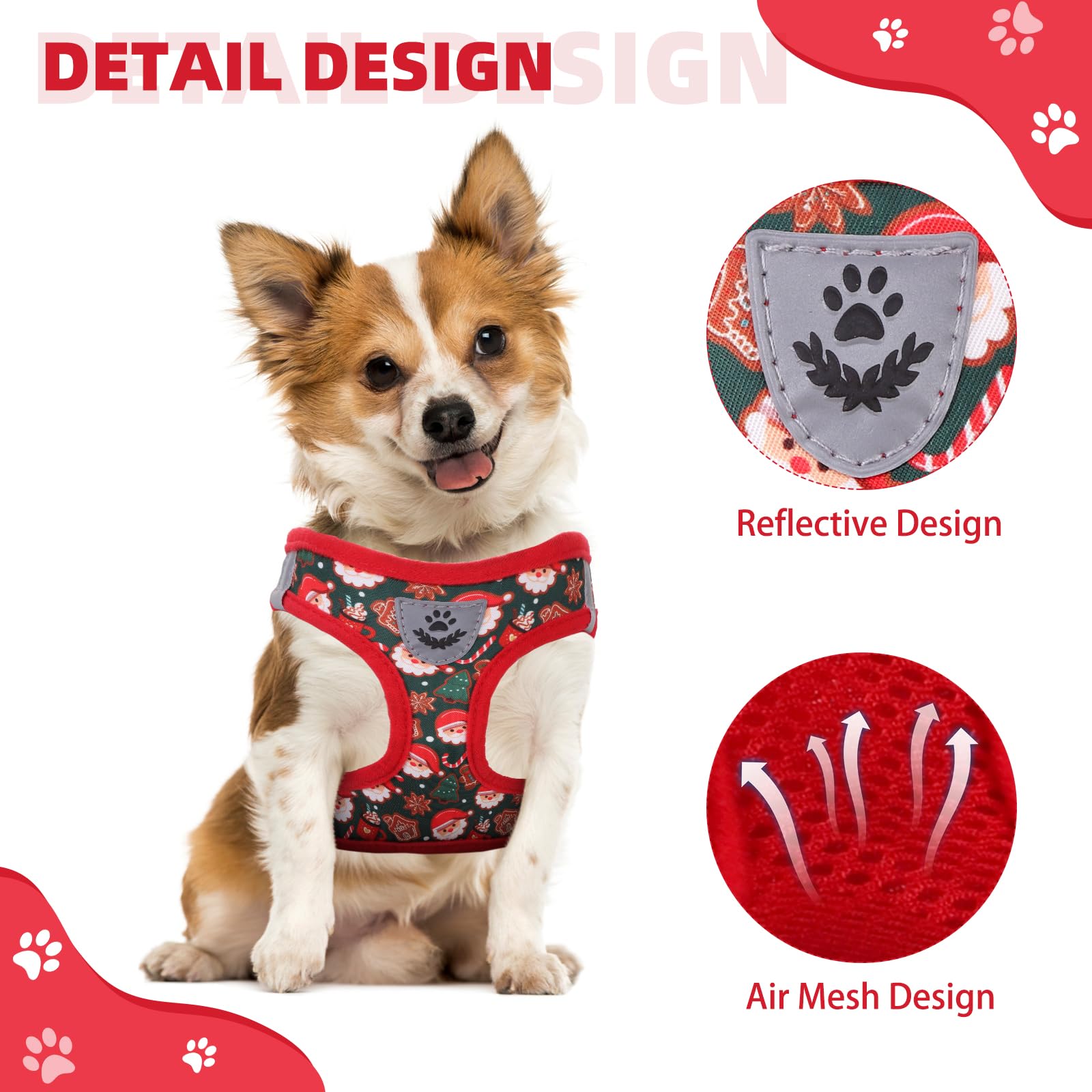 KOOLTAIL Christmas Dog Harness for Small Medium Dogs,Dog Harness