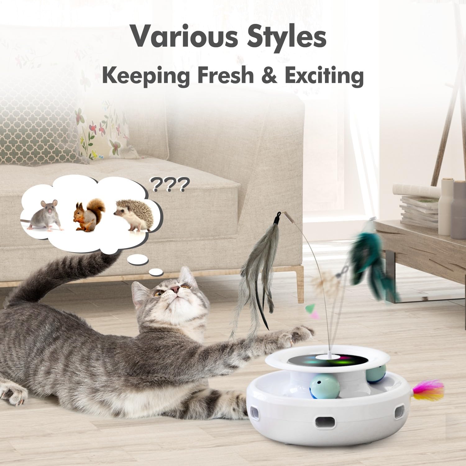 ORSDA 3in1 Interactive Cat Toys Replacement Attachments 7PCS Wand