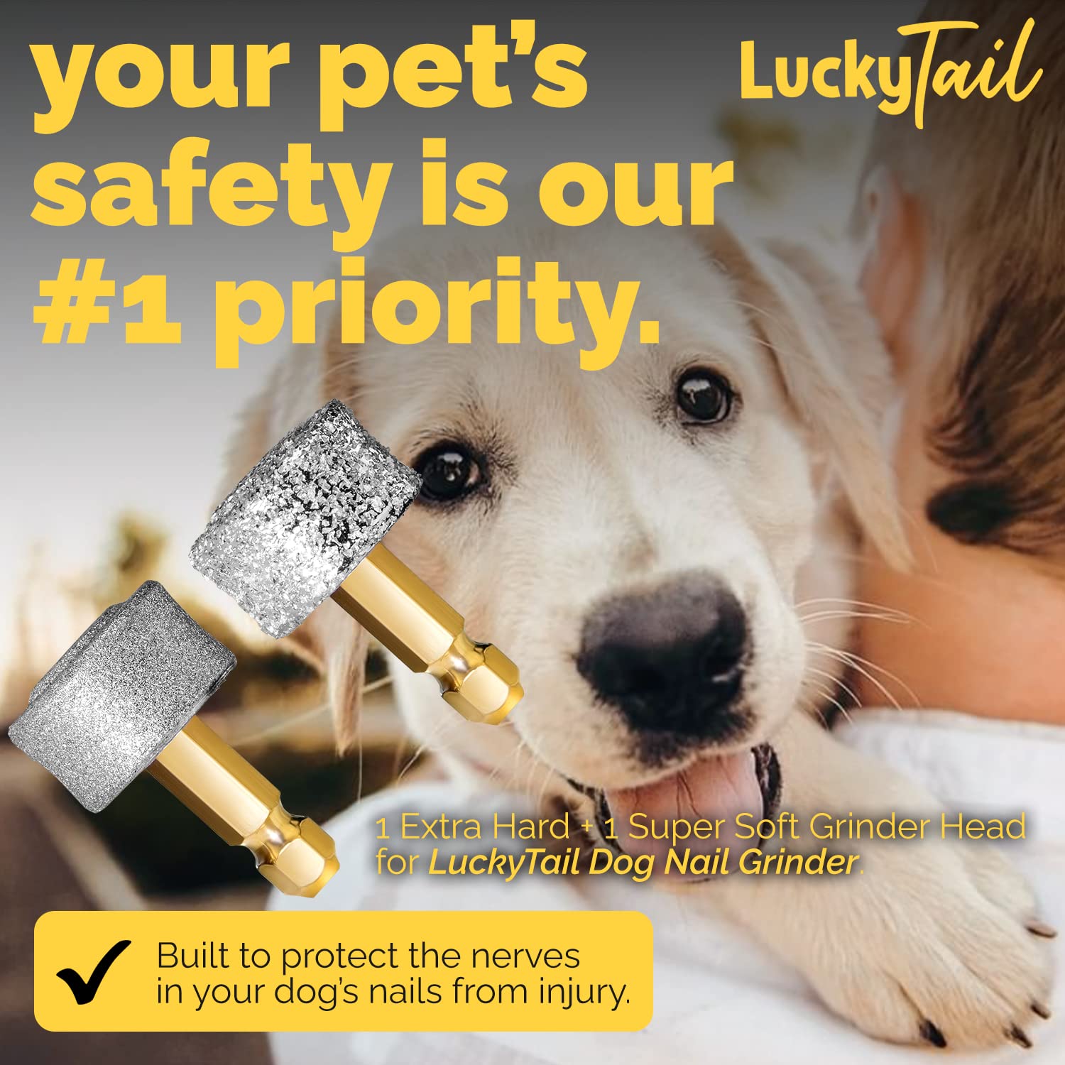 LUCKY TAIL Dog Nail Grinder Hard Soft Replacement Heads Tool