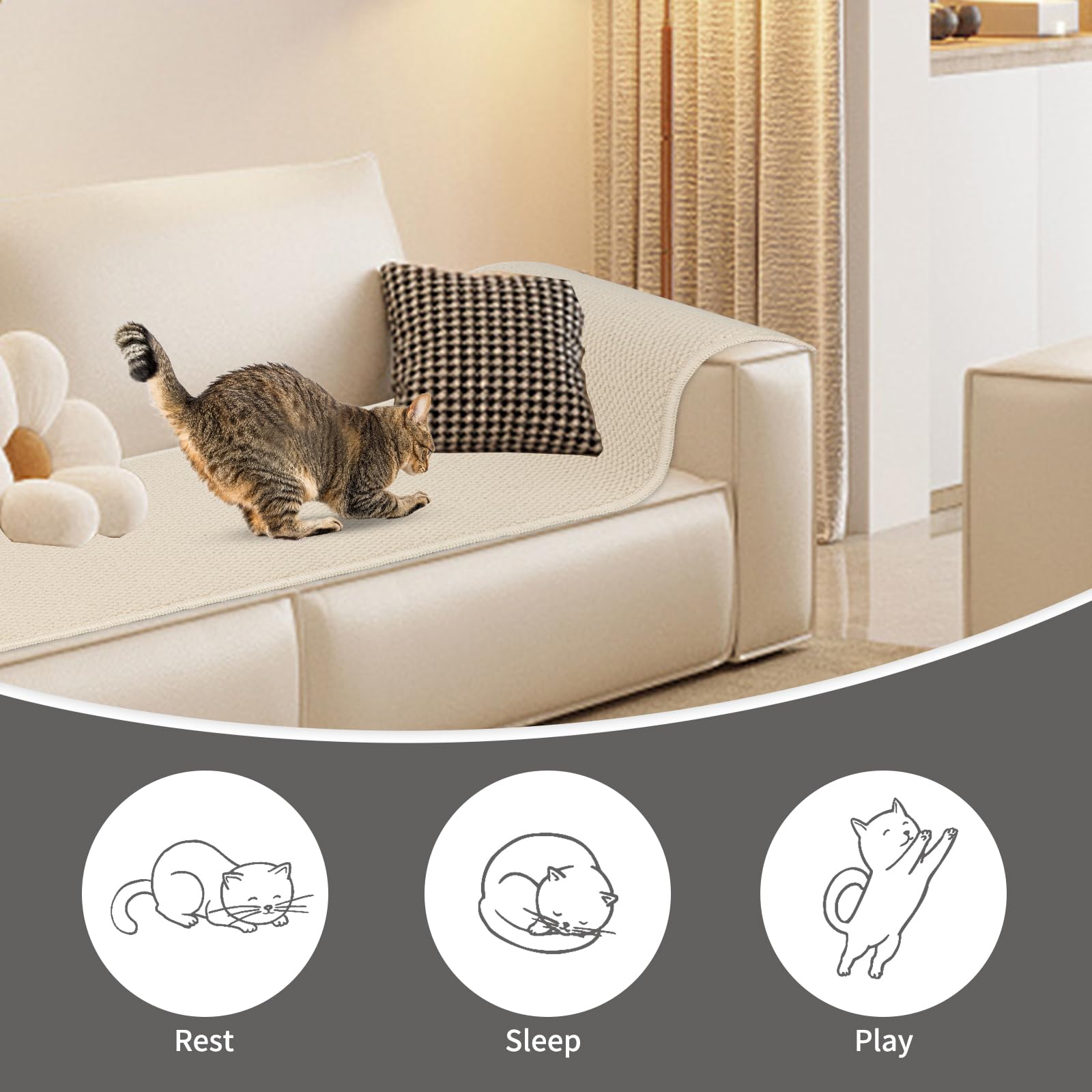 FHTONGE 71x15.8 Thickened Cat Wall Climbing Carpet with 16 Furniture
