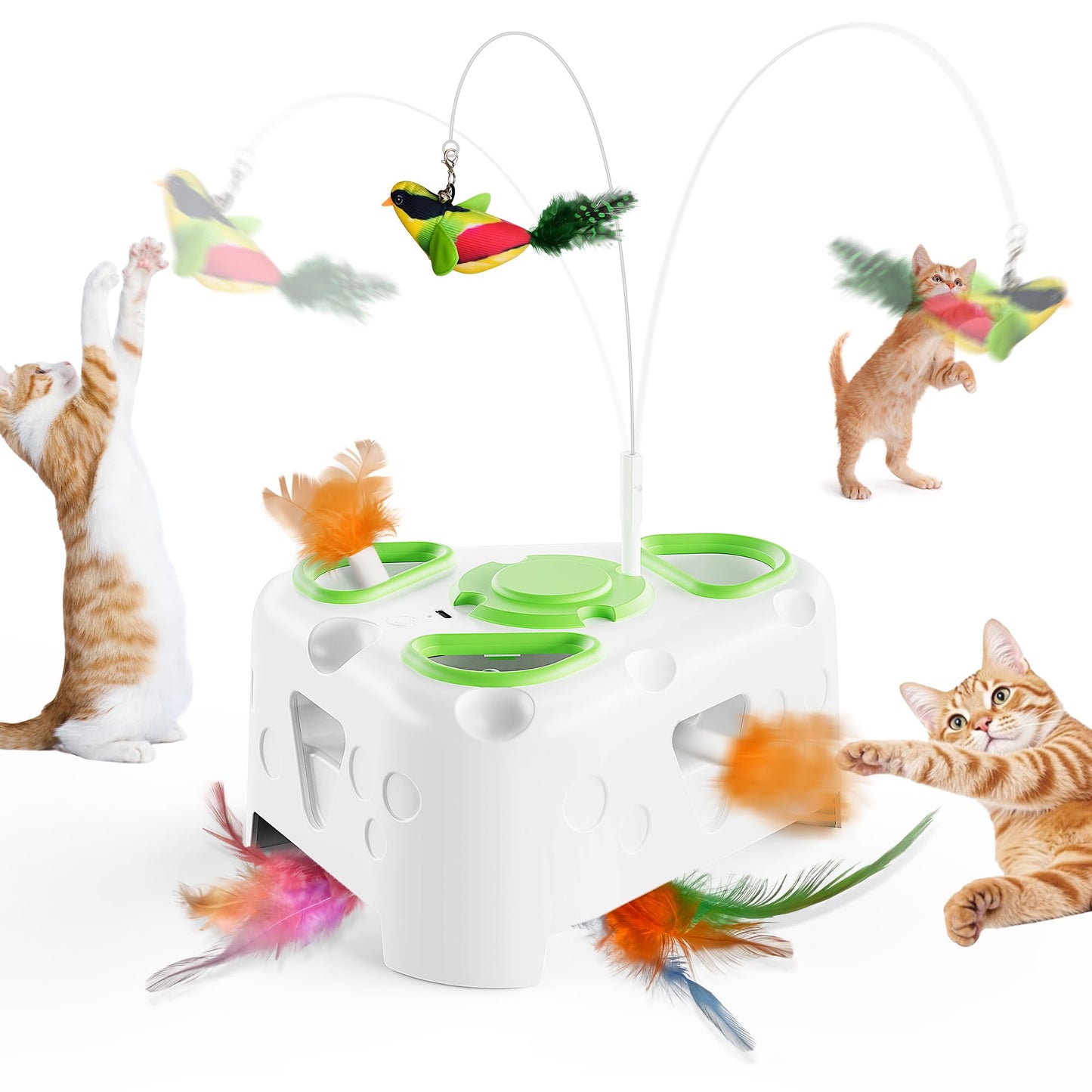 PANRIO 3-in-1 Interactive Cat Toys for Indoor Cats,Automatic Feather