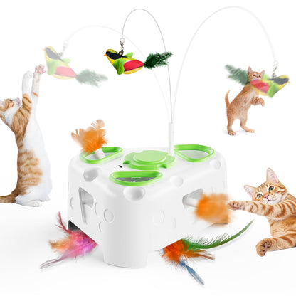 PANRIO 3-in-1 Interactive Cat Toys for Indoor Cats,Automatic Feather