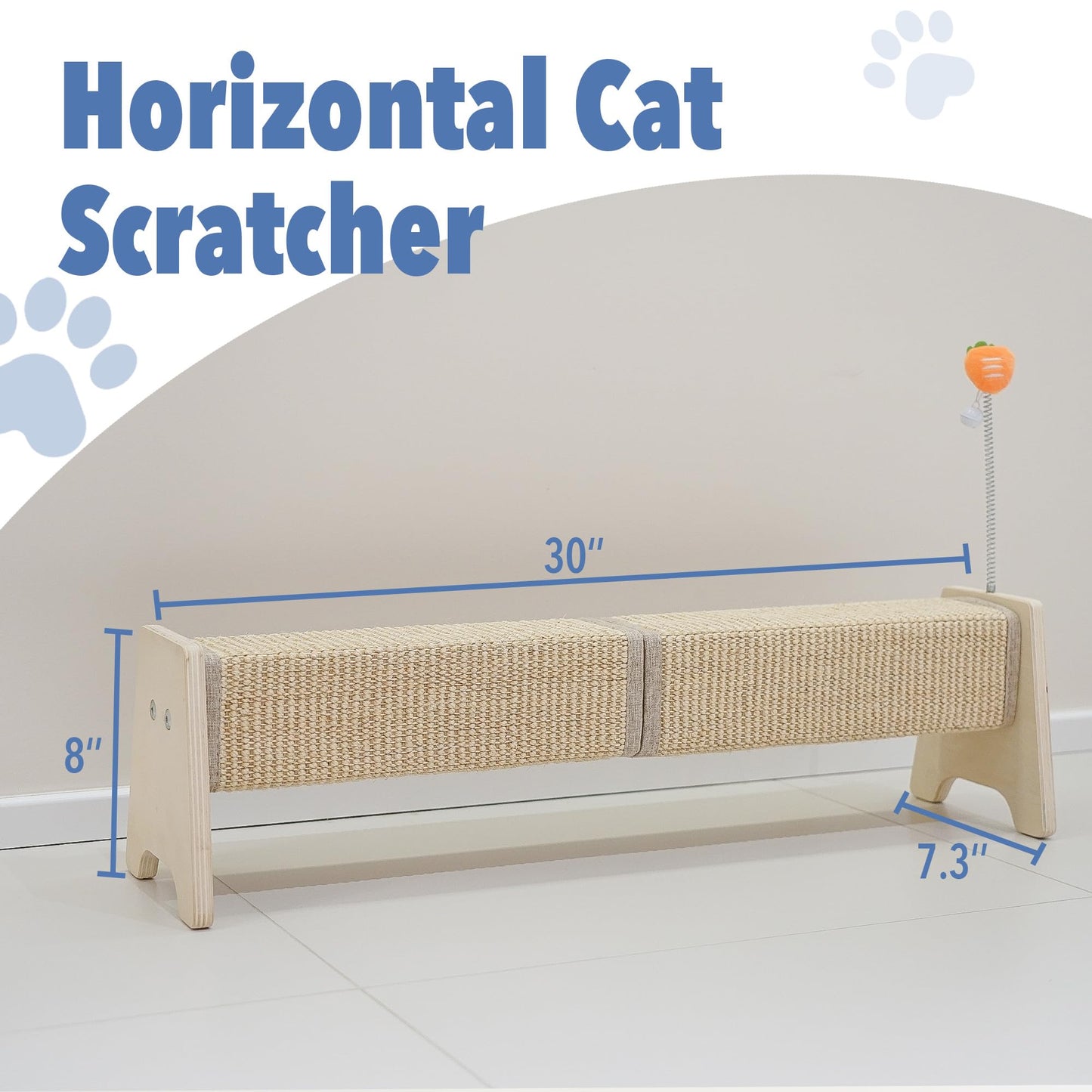 Aberatail Cat Scratching Post, 30" Horizontal Sisal Scratch Post Toy