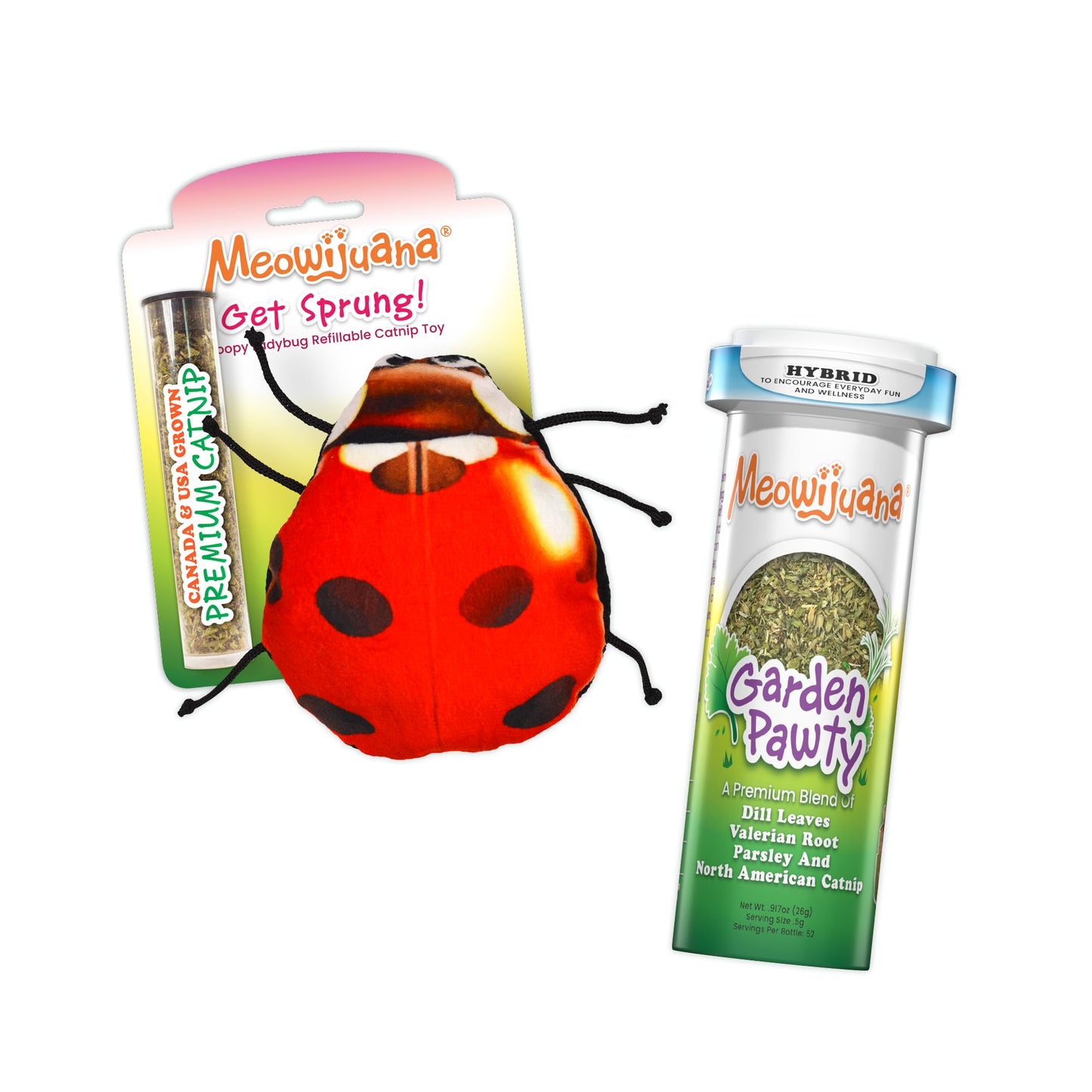 Meowijuana Lady Bug Bundle, Get Sprung Refillable Lady Bug Toy
