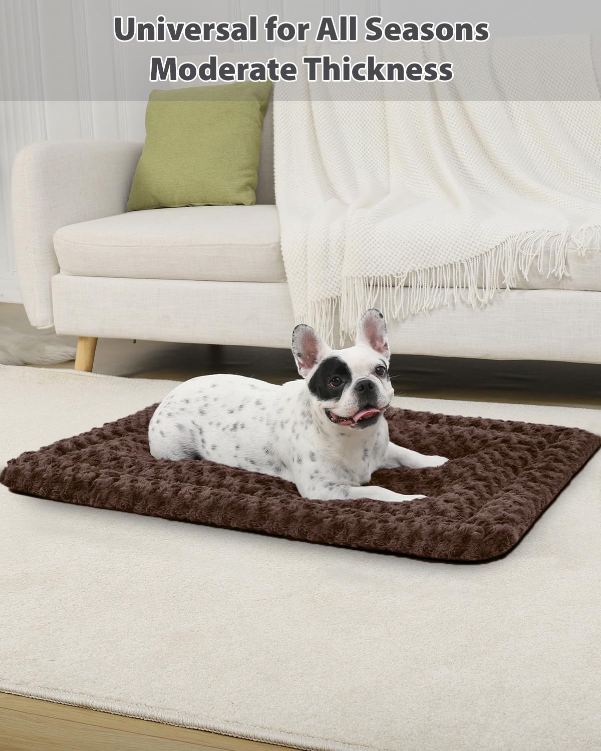 Washable Dog Bed Mat Reversible Dog Crate Pad Soft Fluffy Pet Kennel