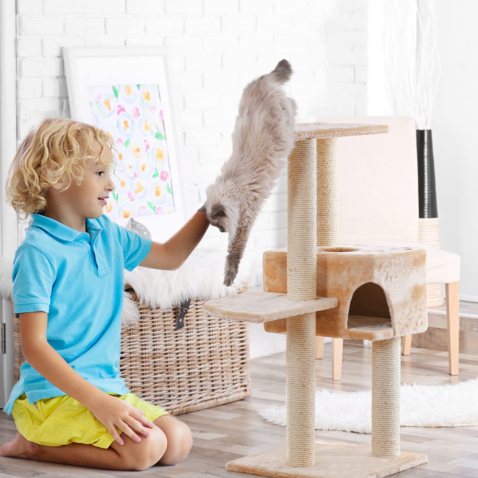 PETUOL 4 PCS M8 Cat Scratching Post Replacement, Sisal Pole Cat Tree