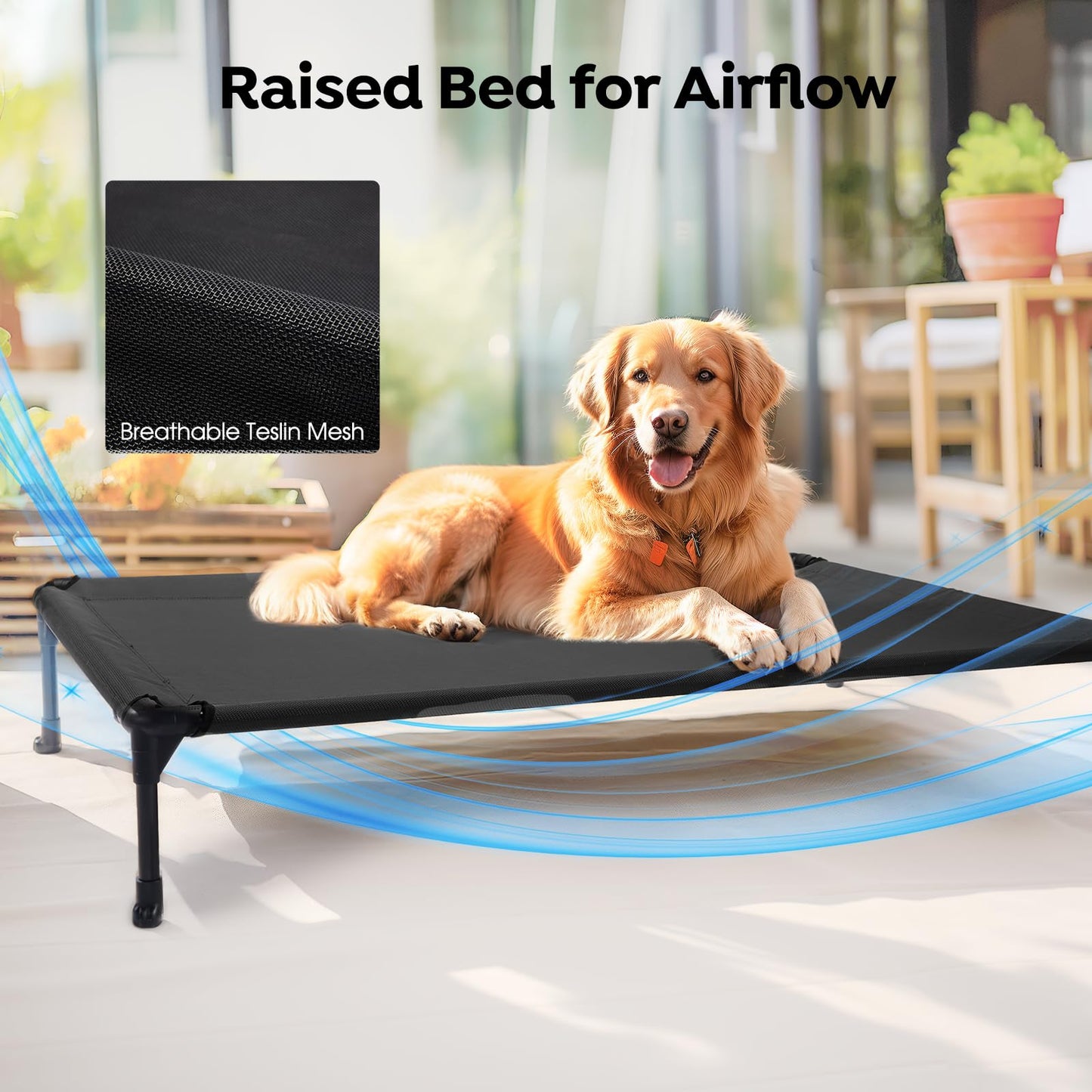 Veehoo Cooling Elevated Dog Bed Add Removable Waterproof Bolster Bed