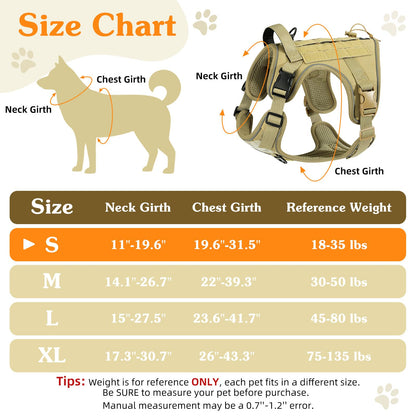 VavoPaw Heavy Duty Tactical Dog Harness for Small Dogs, No Harness
