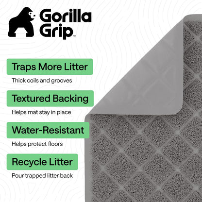 GORILLA GRIP Cat Litter Box Mat, Cushioned Coil Mesh Litter Mat