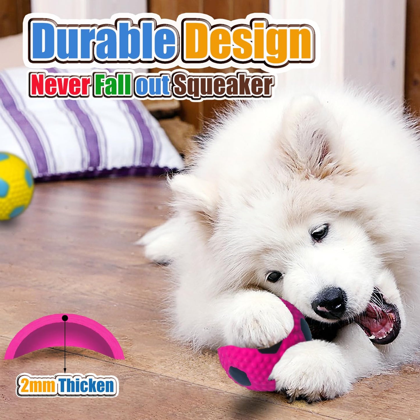HOLYSTEED Squeaky Dog Toys for Medium Dogs 4pcs, Latex Squeak Chew