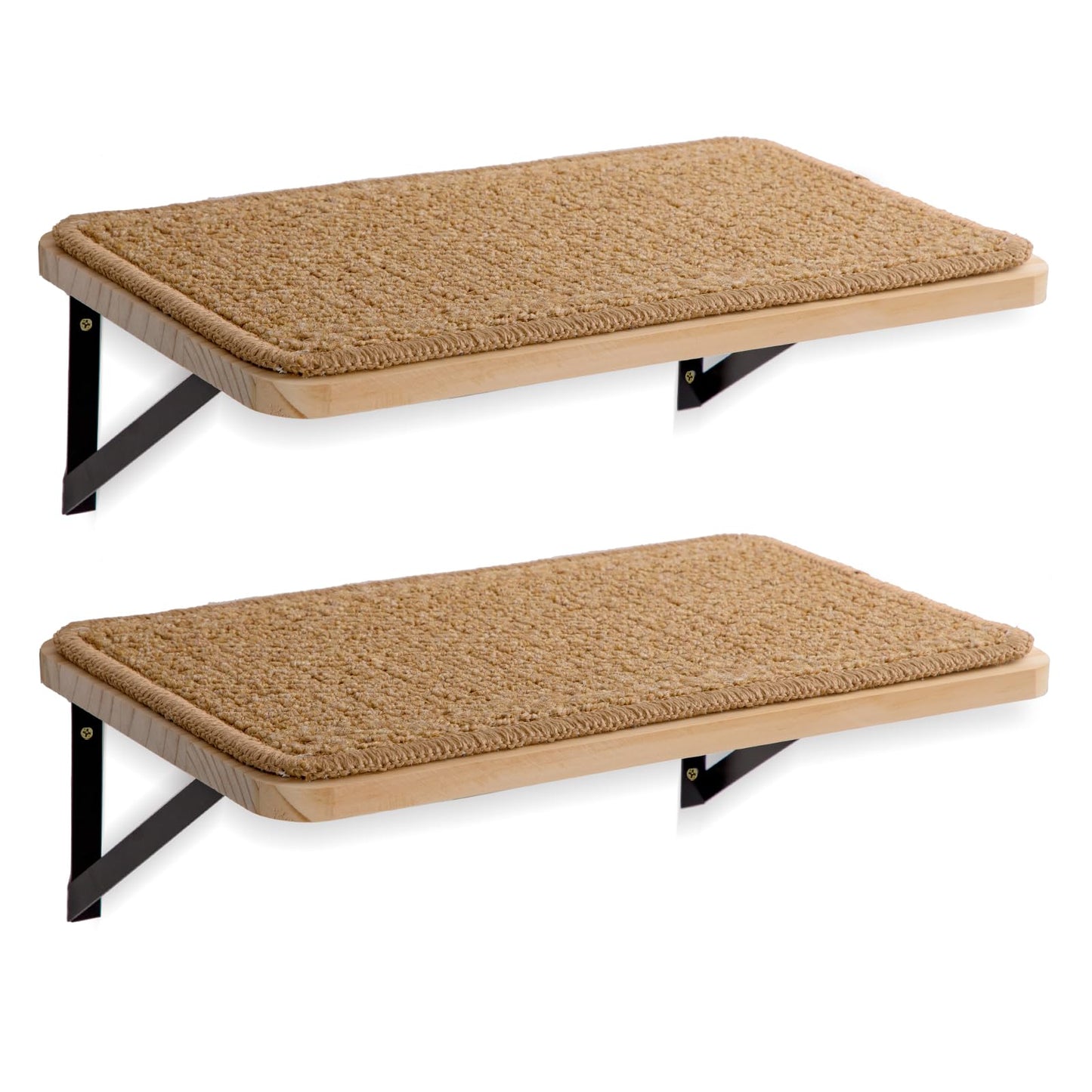 Ewenono 2Pack Wooden Cat Wall Shelves with Sisal Mat, Cat Wall Bed