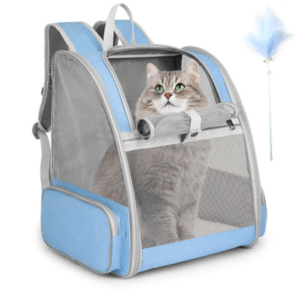 Cat Backpack Carrier, Large Pet Backpack with Kitten Wand Carrier