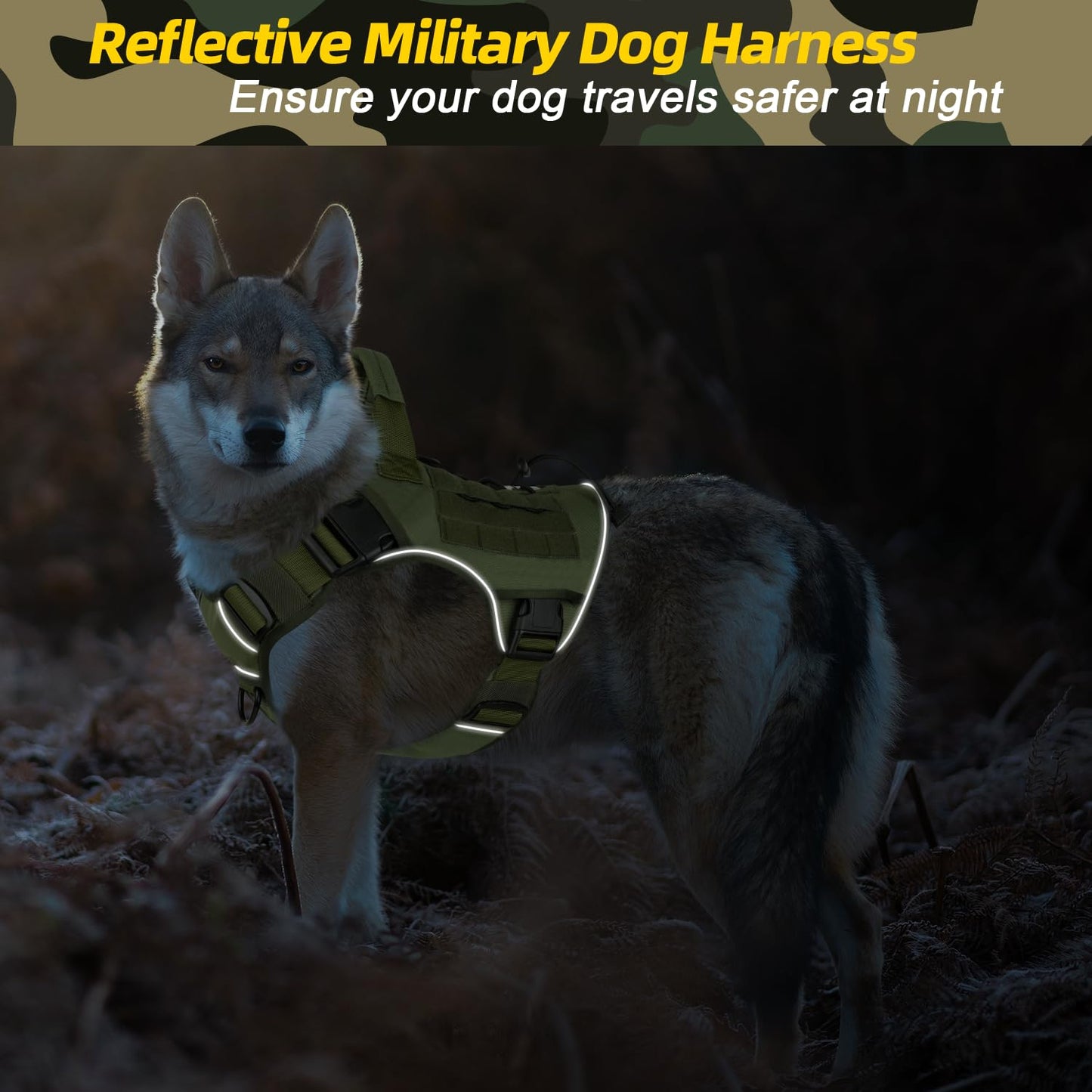 WINGOIN Tactical Dog Harness for Extra Large Dogs, Heavy Duty Harness