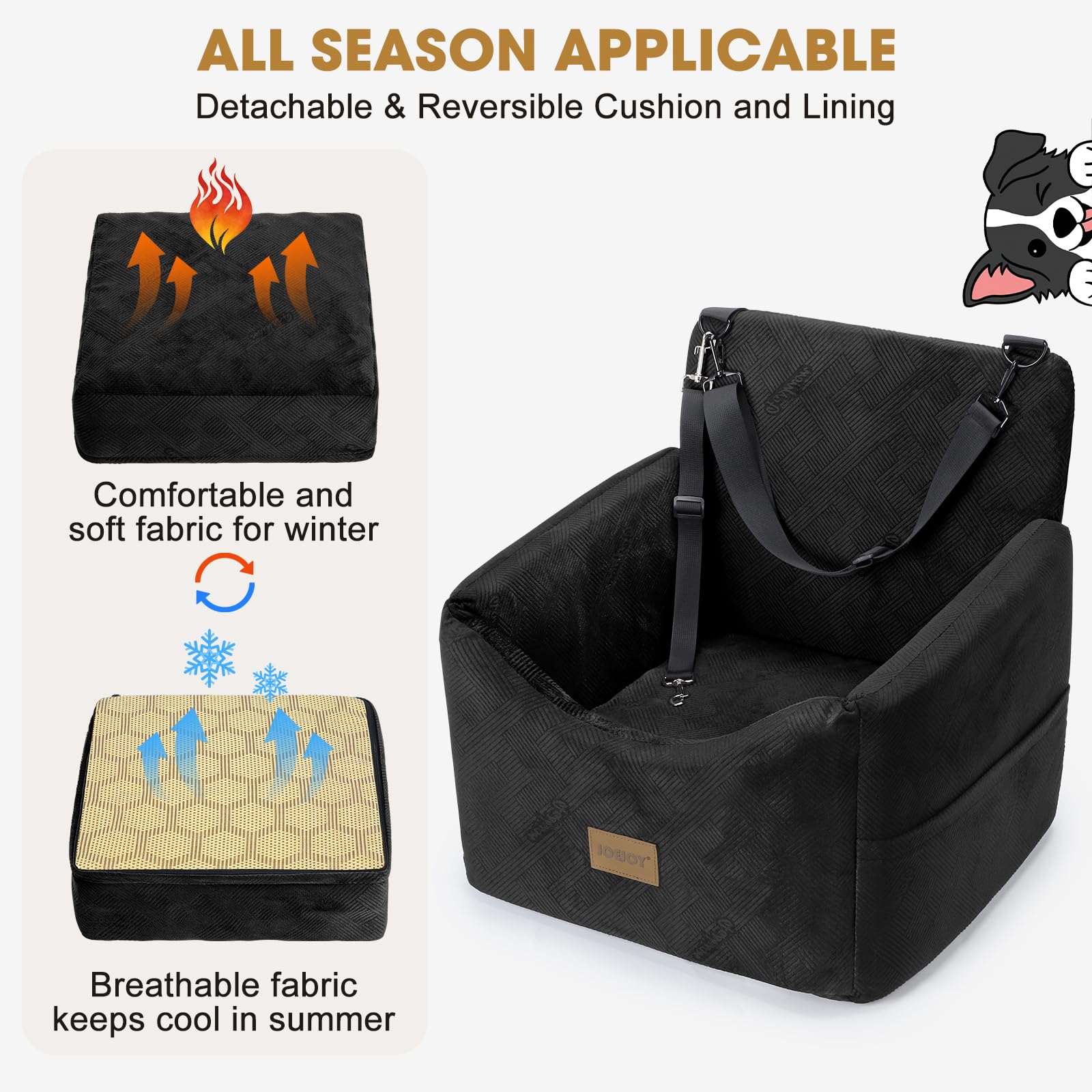 JOEJOY Dog Car Seats for Small Medium Dogs Under Dog Booster Seat