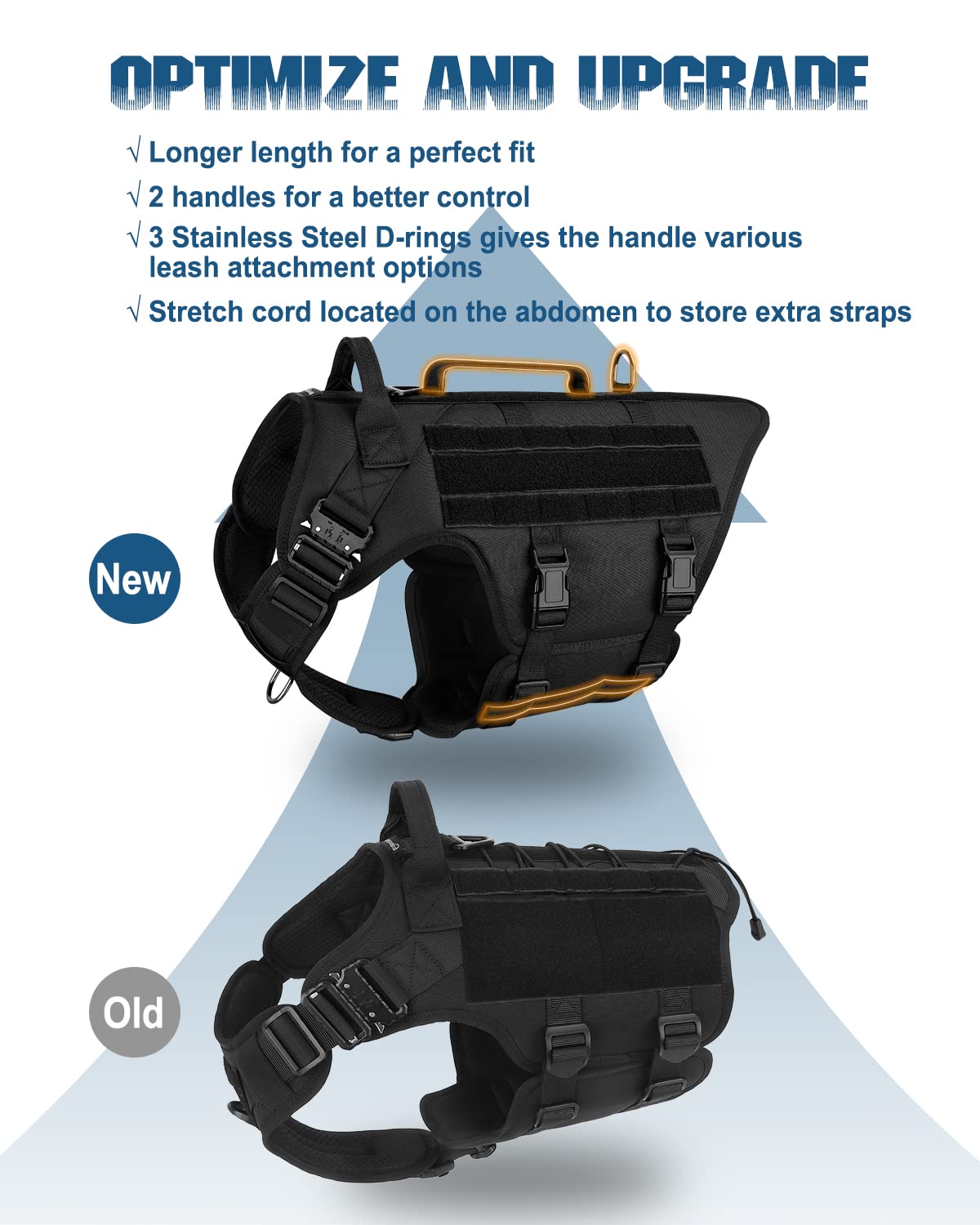 PETNANNY Tactical Dog Harness Service Dog Vest for Large Dogs Hook