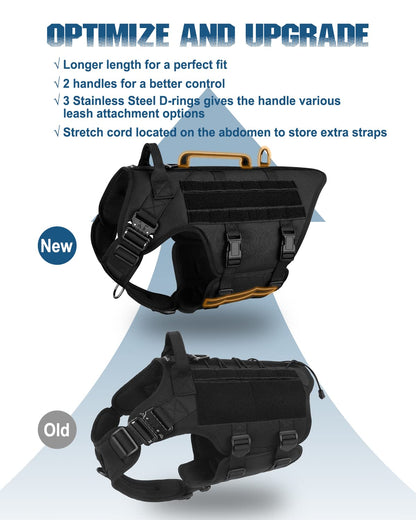 PETNANNY Tactical Dog Harness Service Dog Vest for Large Dogs Hook