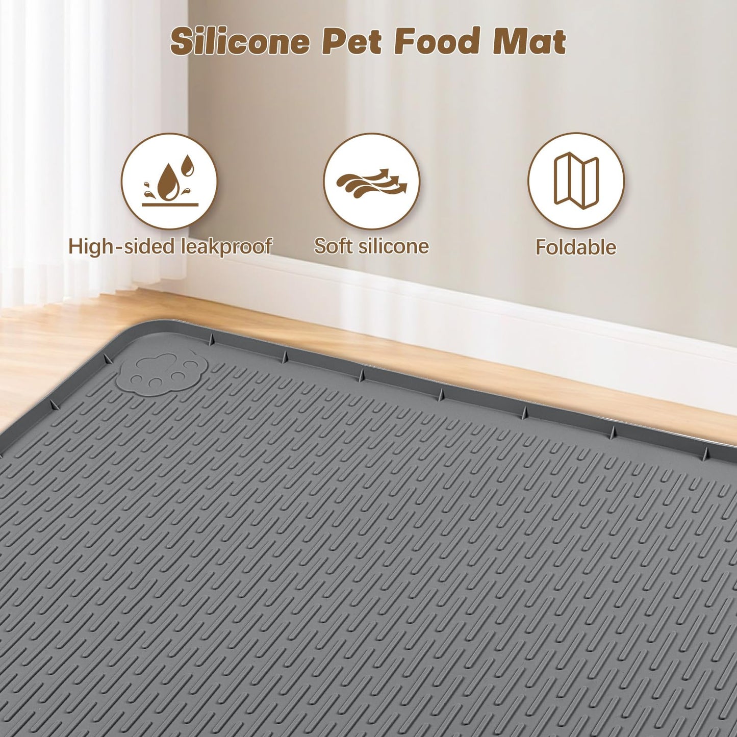 Bartuke Cat Food Mat, 40" x 28" Cat Litter Mat Extra Large Mat