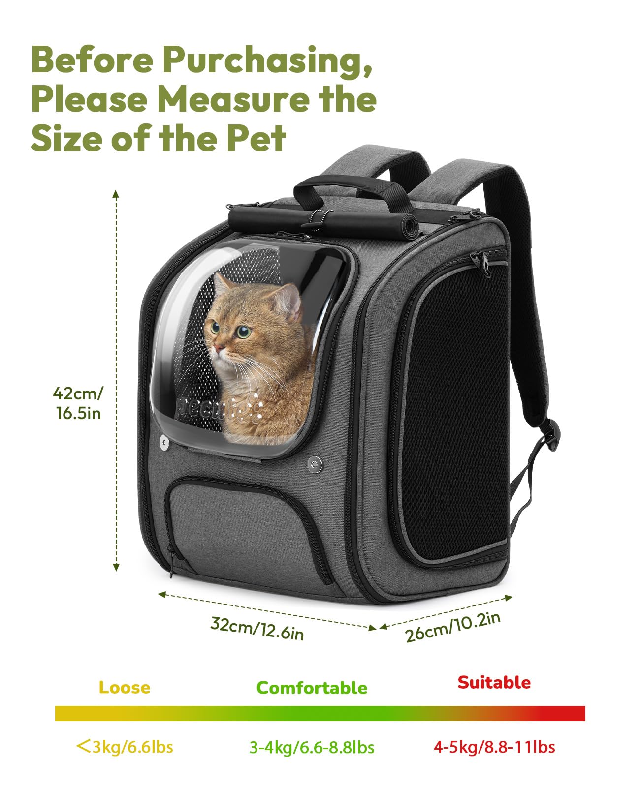 Pecute Cat Backpack Carrier, Large Space Cat Bubble Backpack