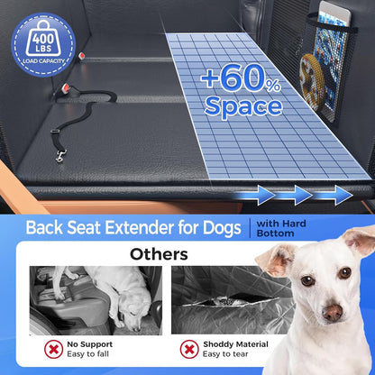 HOB4U Back Seat Extender for Dogs, Hard Bottom Dog Car Seat Cover