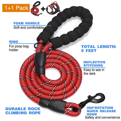 No Pull Dog Harness Adjustable Reflective Oxford Easy Control Leash