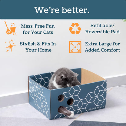 5609PETS Cat Scratching Box, Extra Large Refillable Double-Sided Pad