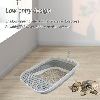 chuyouan Collapsible Kitten Litter Box, Open Cat Potty Pan with Box