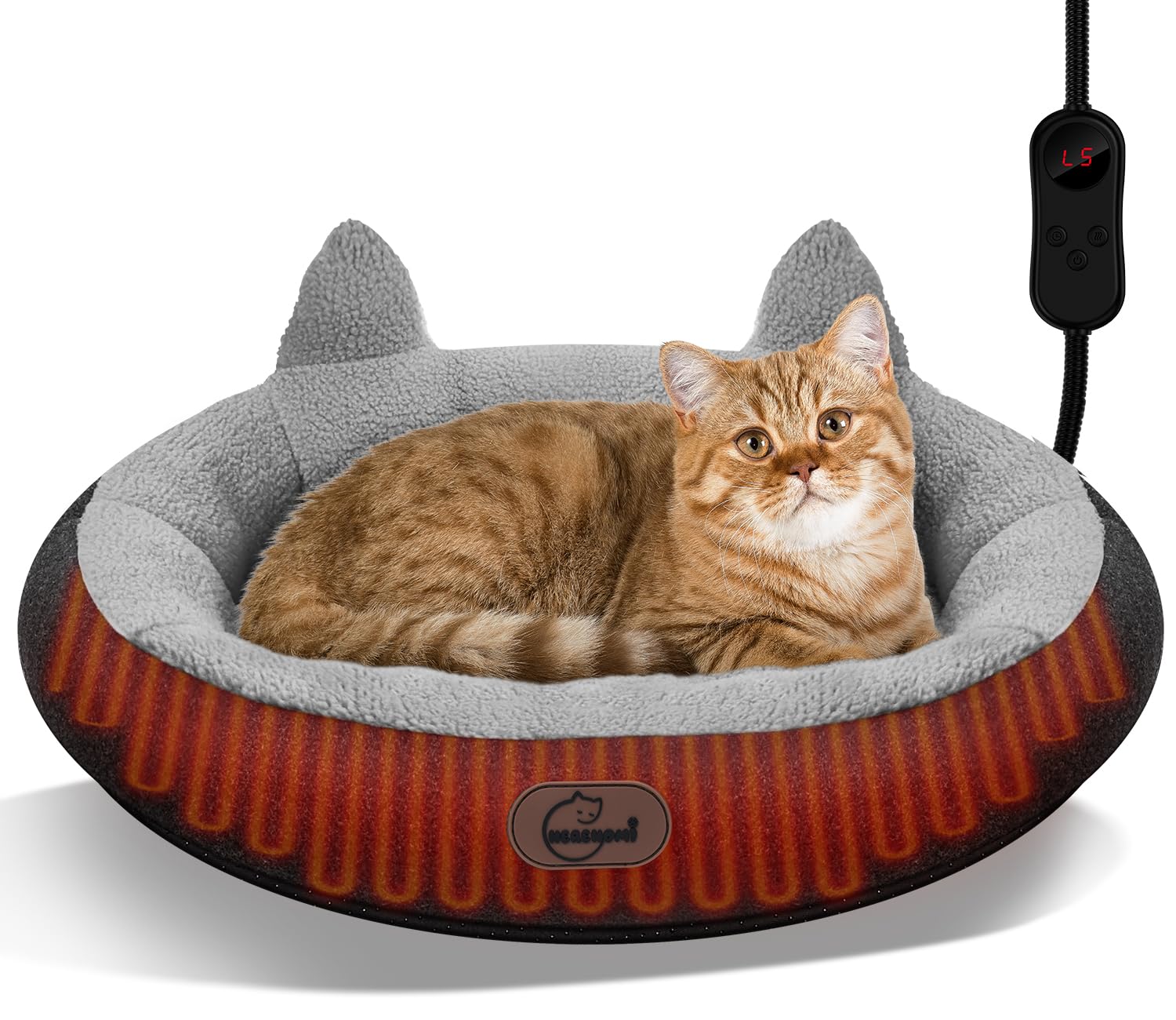herehomi Heated Cat Bed for Small Size Cats, Heated Pet Bed with Bed