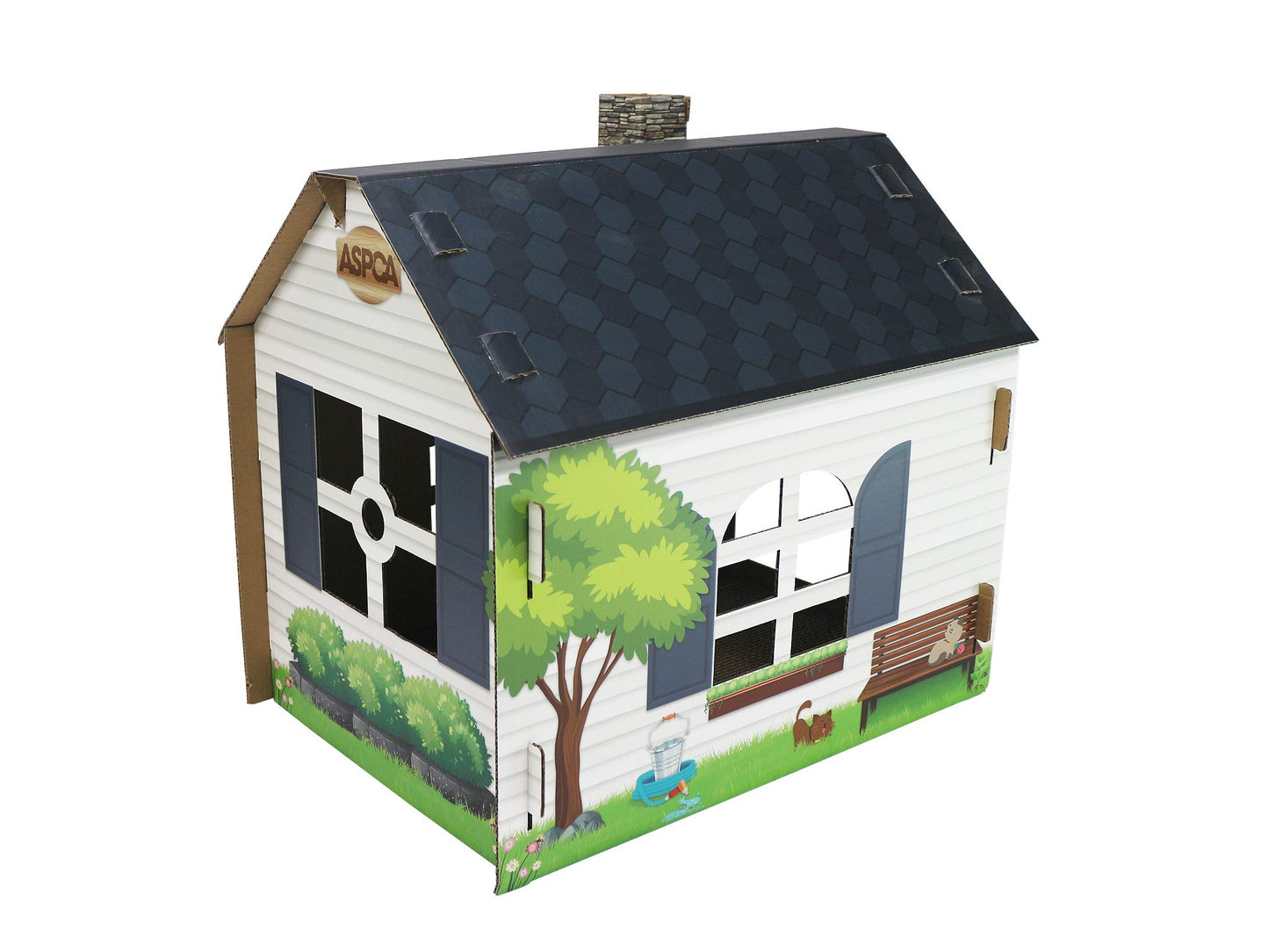 ASPCA Cardboard Cat House Hideaway Playhouse with Cat Scratcher