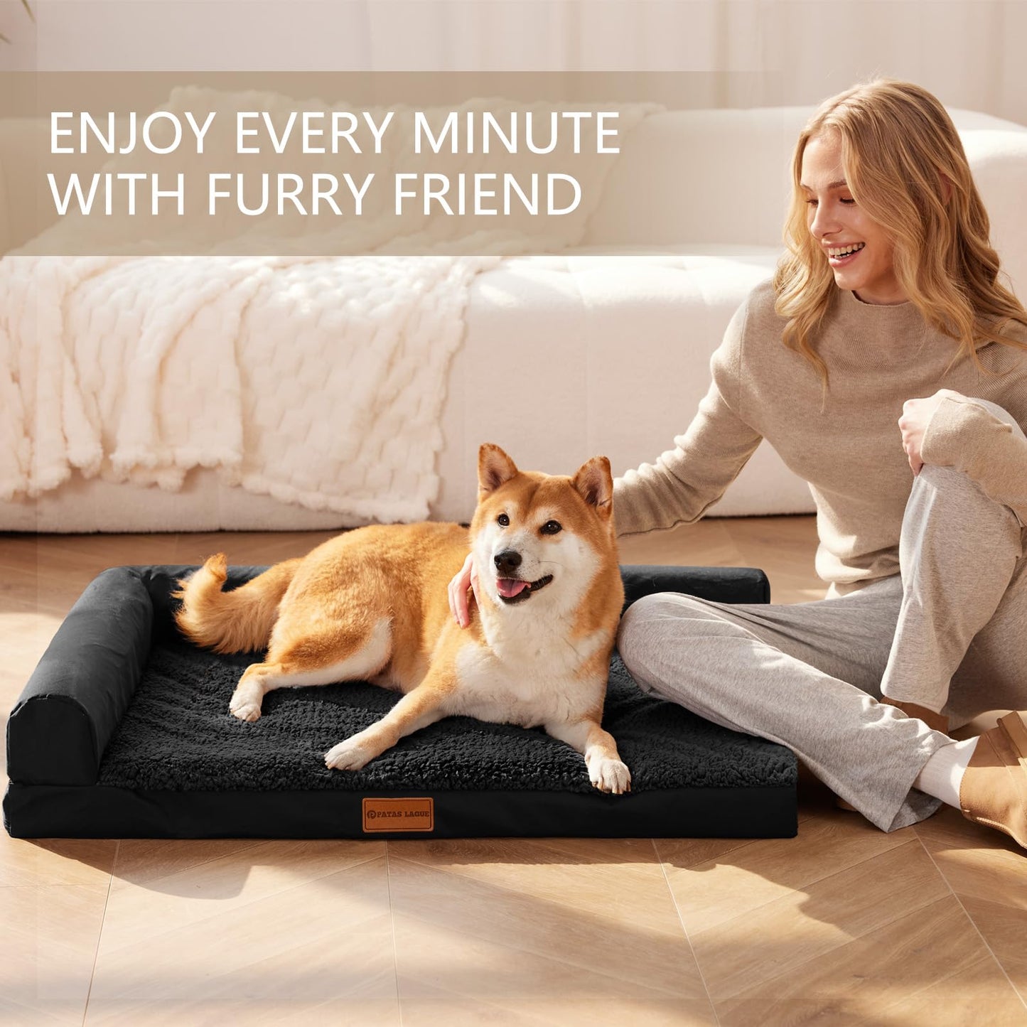 Patas Lague Orthopedic Jumbo Dog Bed for Extra Large Dogs X40'' Bed