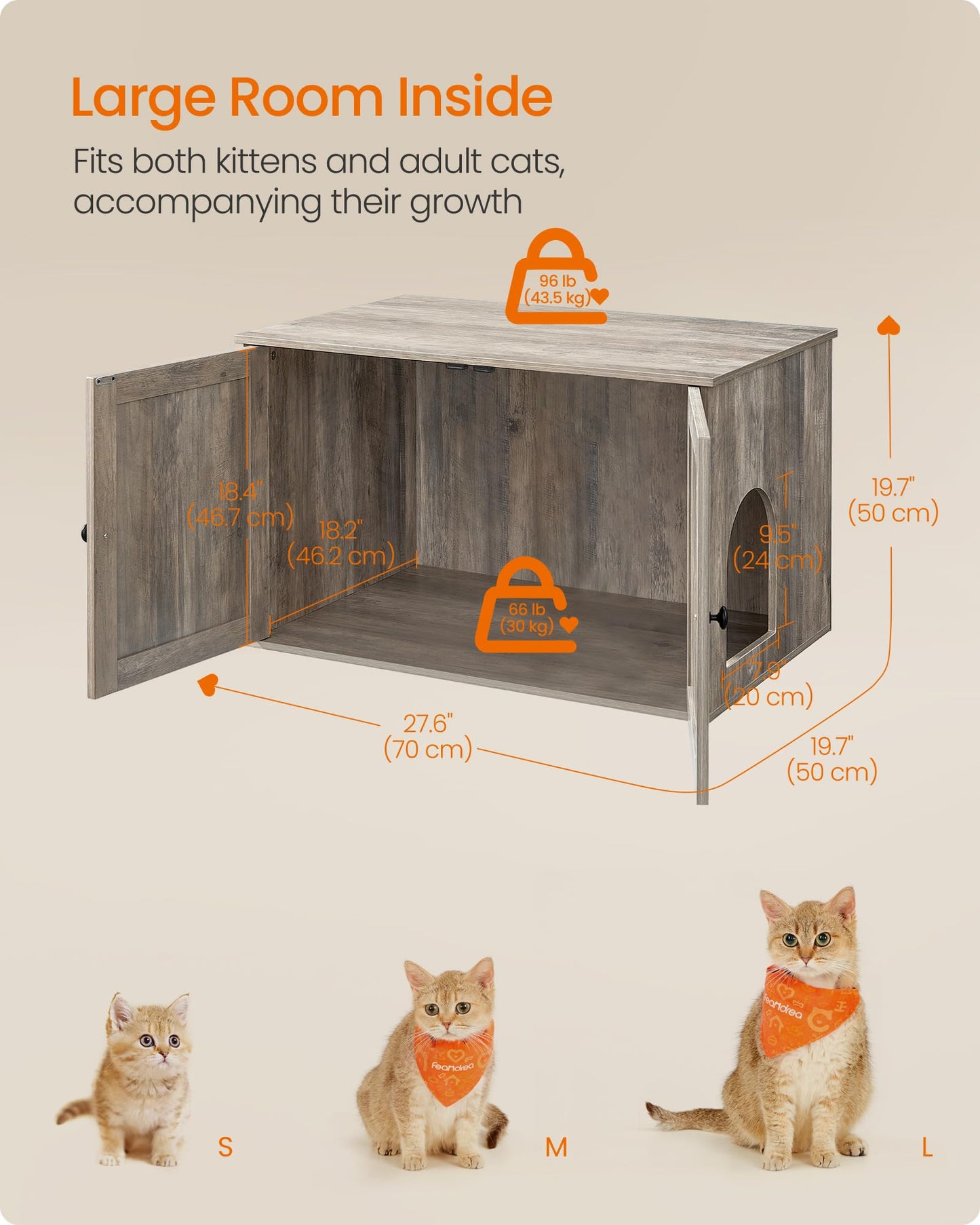 Feandrea Cat Litter Box Enclosure, Litter Box Furniture Hidden, Box