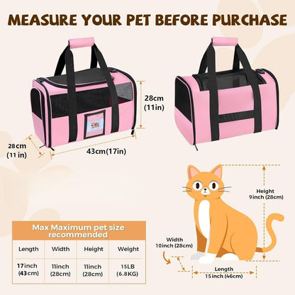 Soft Cat Carrier for Pets Up to TSA Approved for Airline in-Cabin, Bag