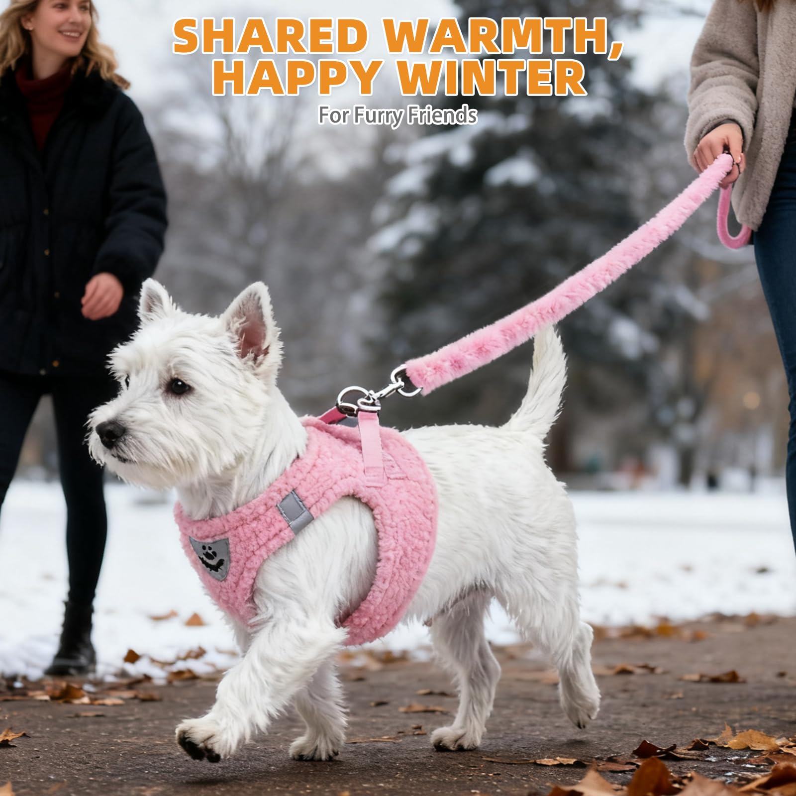 KOOLTAIL Plush Small Dog Harness and Leash Set, Warm Fleece No Set