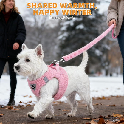 KOOLTAIL Plush Small Dog Harness and Leash Set, Warm Fleece No Set