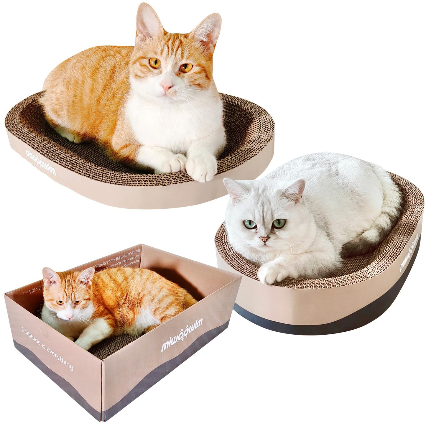 3PSC Cat Scratcher Cardboard, Oval Cat Scratch Pad Bowl Nest Pad