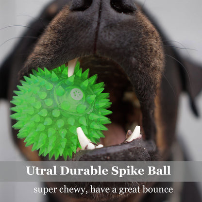 LECHONG 12pack Squeaky Dog Toys Spiky Dog Balls Cleans Teeth Squeaker