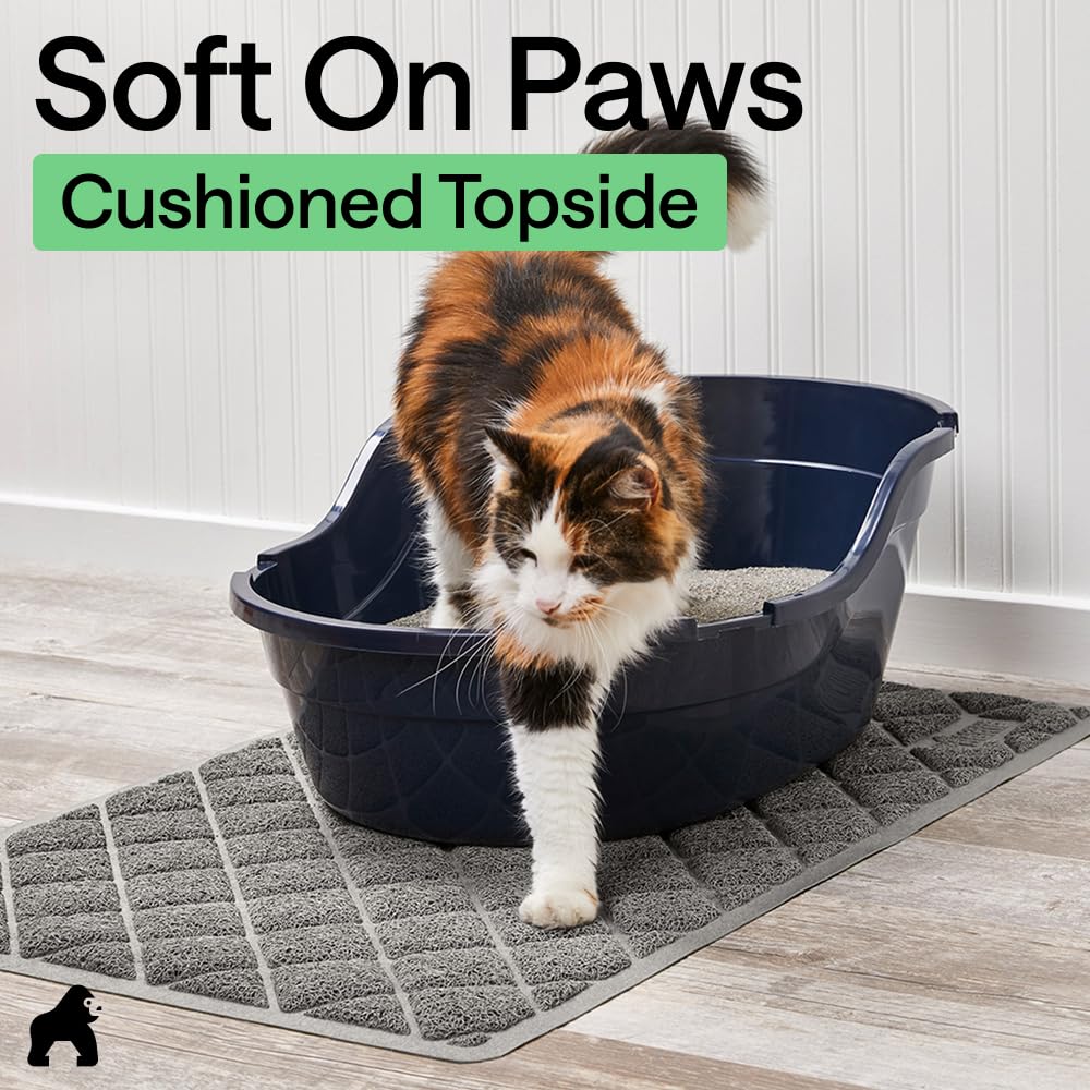 GORILLA GRIP Cat Litter Box Mat, Cushioned Coil Mesh Litter Mat