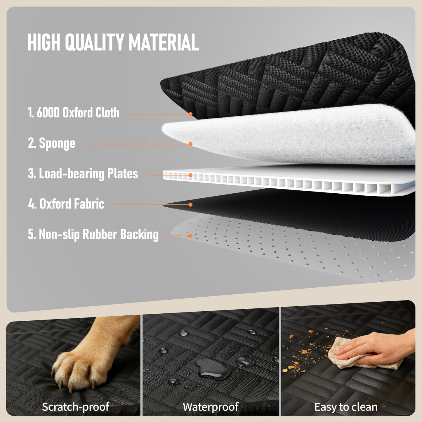 PROZAR Dog Car Seat Cover for Back Seat, Hard Bottom Back Seat