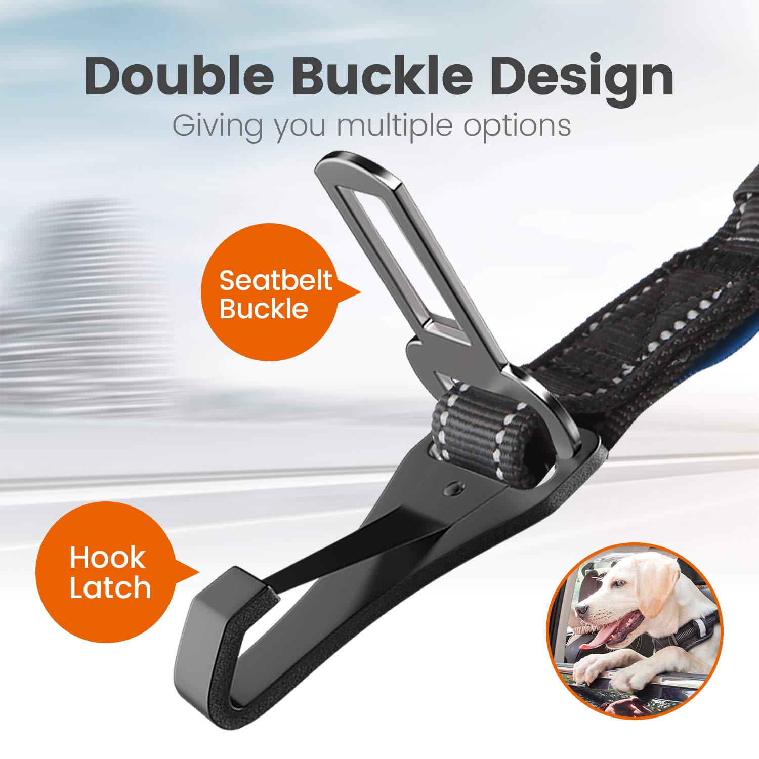 IOKHEIRA Dog Seatbelt, Updated Adjustable Harness Reflective Seat
