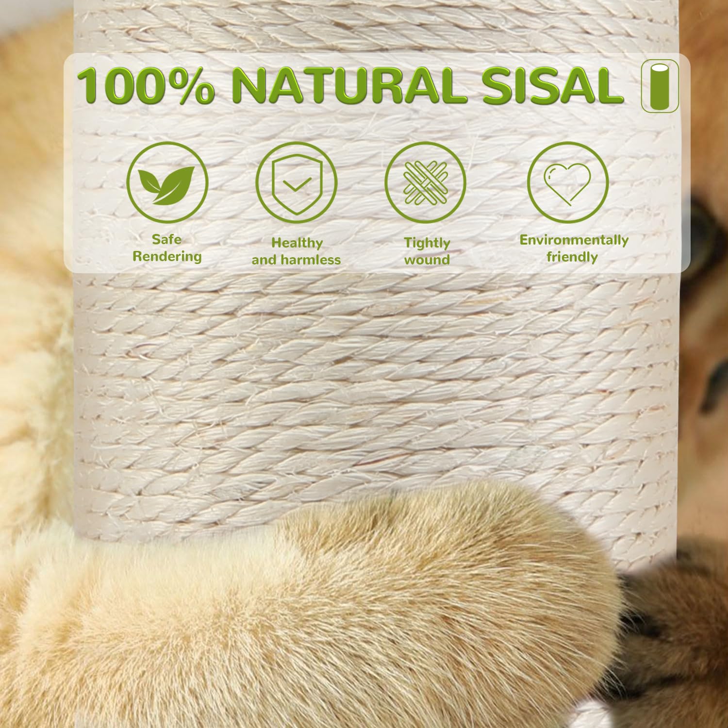 45'' Tall Cat Scratching Post, Diameter Sisal Rope Scratching Post