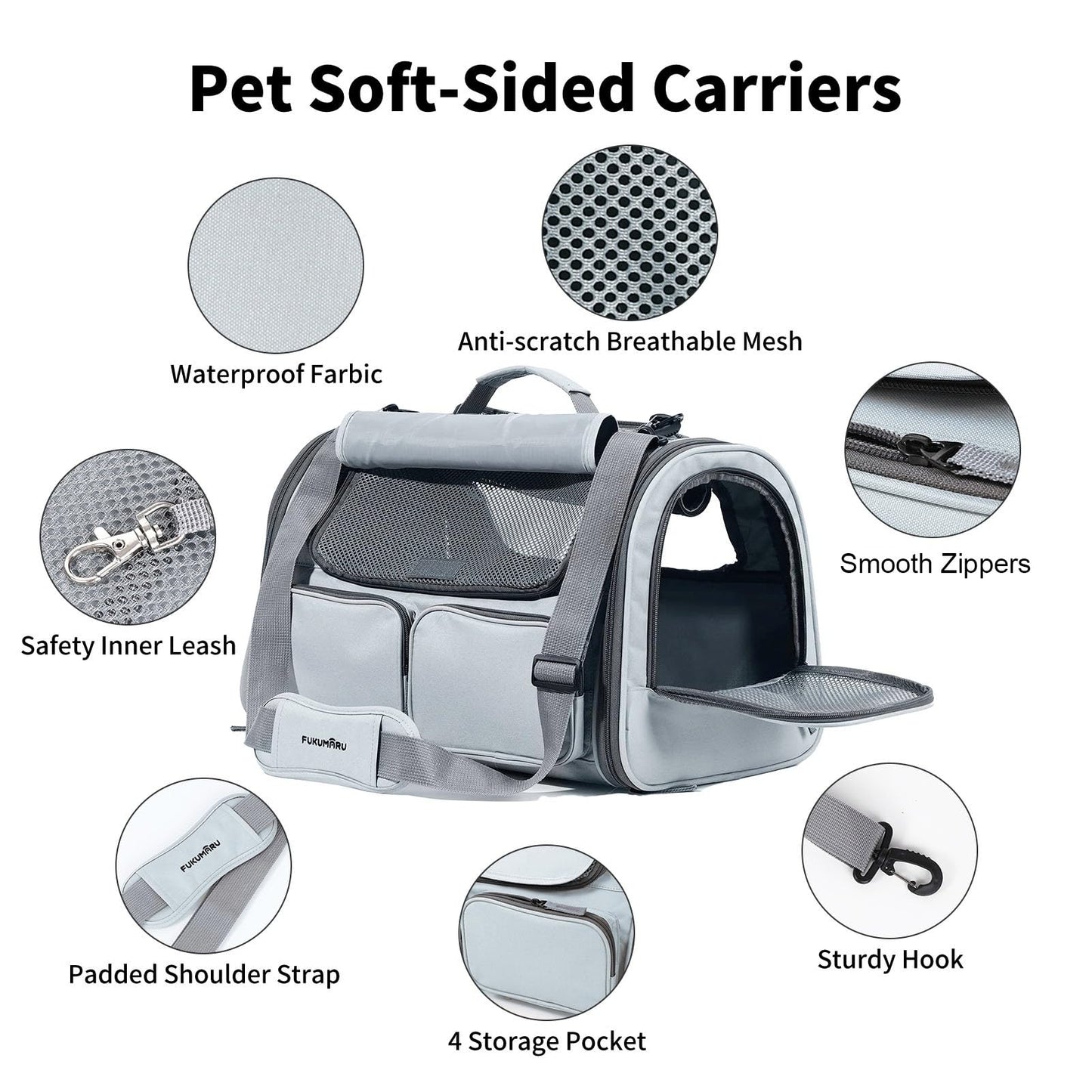 FUKUMARU Cat Carrier, Soft-Sided Small Dog Carrier, Large Cat Bag
