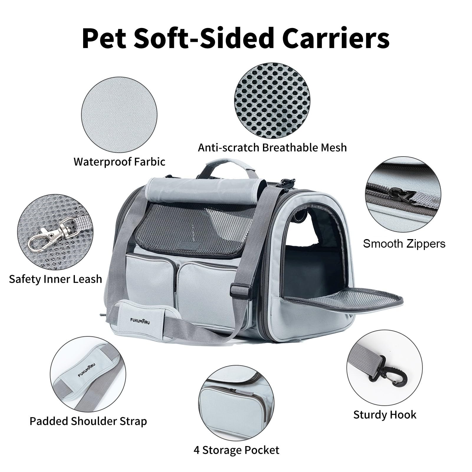 FUKUMARU Cat Carrier, Soft-Sided Small Dog Carrier, Large Cat Bag