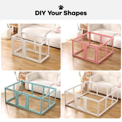 ClimbHope Clear Acrylic Dog Playpen Indoor, Puppy Cat Small Pet Crate