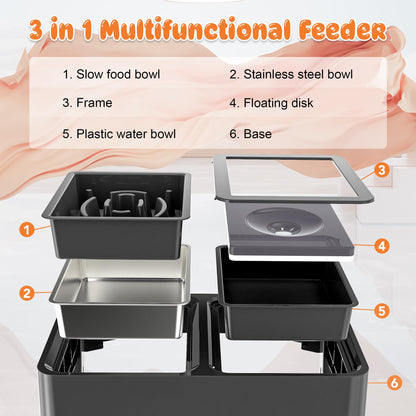 Decflow 3-in-1 Elevated Dog Bowls, 4 Height Adjustable Raised Bowl