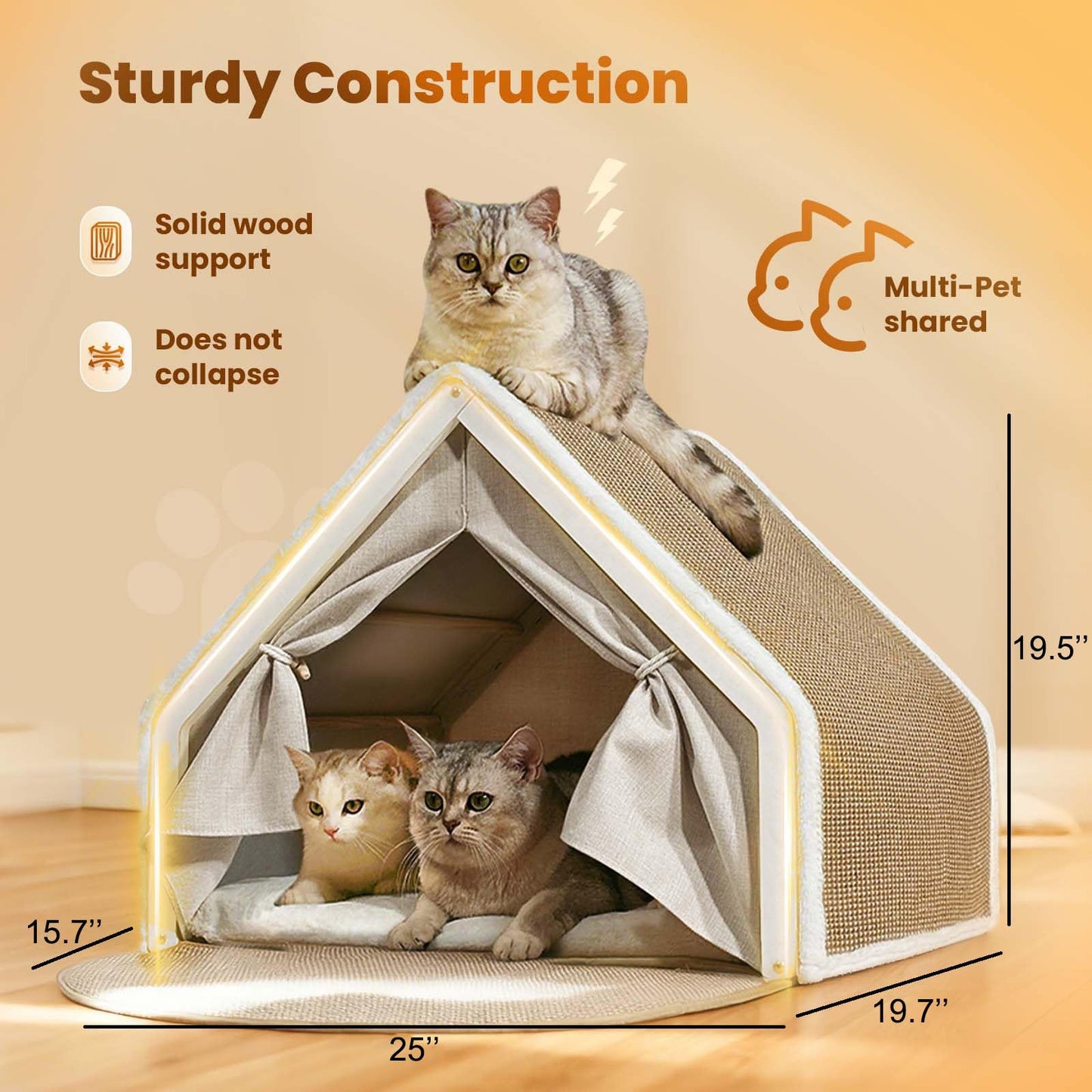 Cat Houses for Indoor Cats Large Cat Bed Cave with Natural Sisal Bed