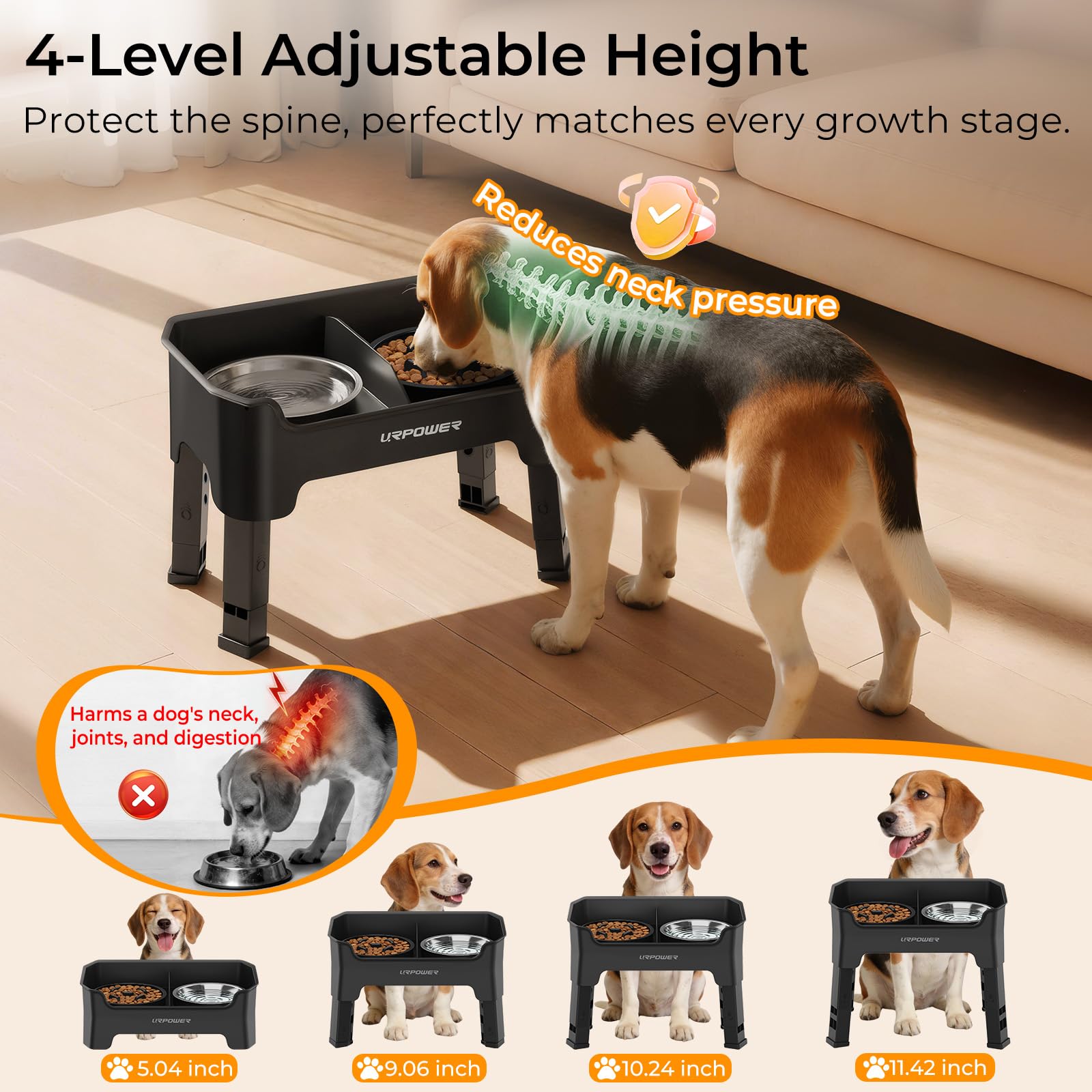 URPOWER Mess Proof Elevated Dog Bowls, High Wall Splash Guard Bowl