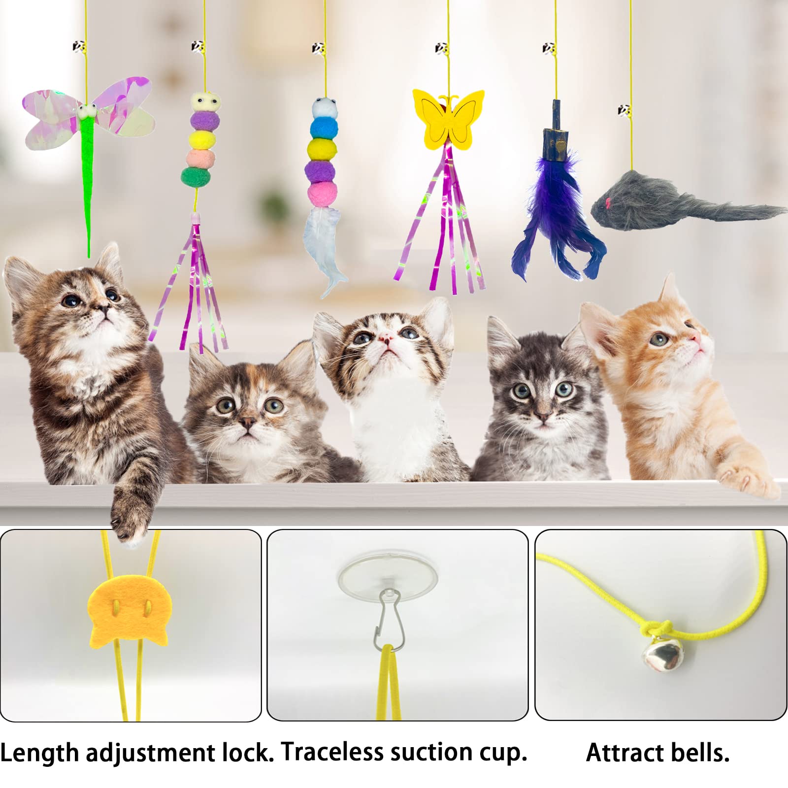 Mitubati Cat Toys Indoor Hanging Door Retractable Bird Cat Toy