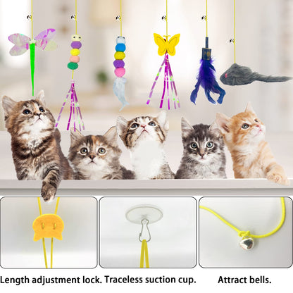 Mitubati Cat Toys Indoor Hanging Door Retractable Bird Cat Toy