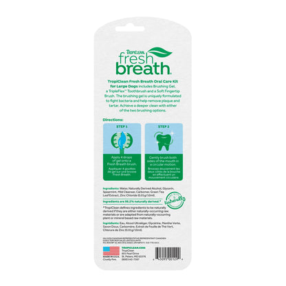 TropiClean Fresh Breath Dog Oral Care Kit, Complete Toothbrush Kit